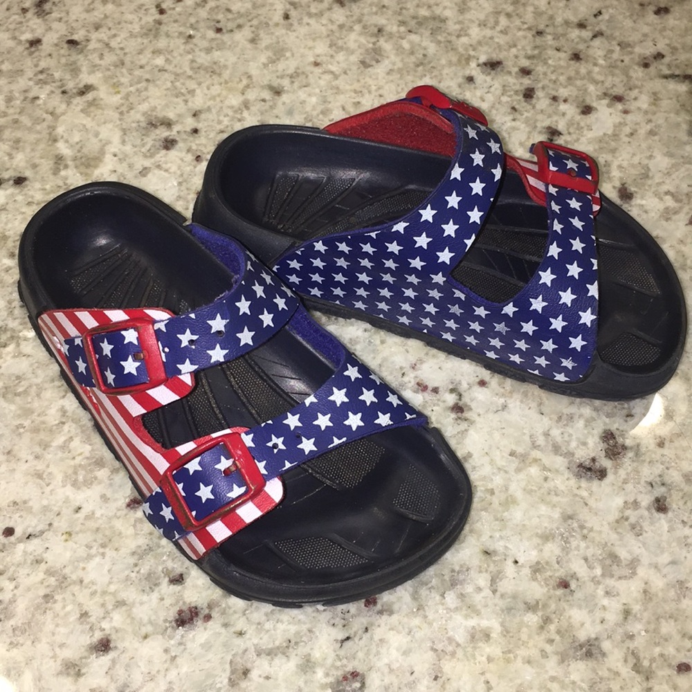 Toddler Red white and Blue Birki’s Size 26.